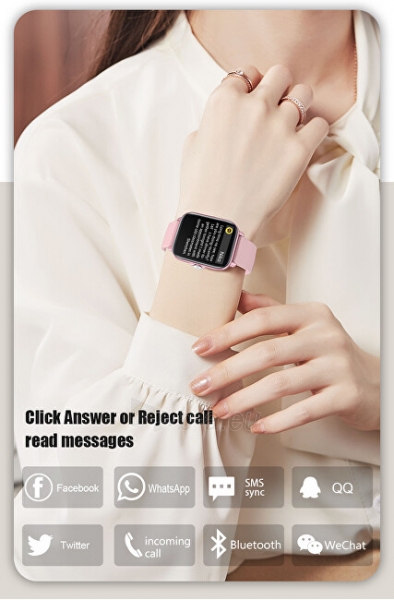 Išmanusis laikrodis Wotchi Smartwatch W20GT - Pink paveikslėlis 4 iš 10
