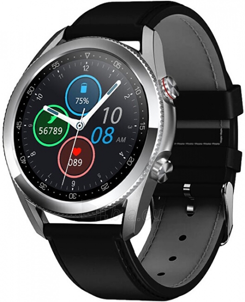 Išmanusis laikrodis Wotchi Smartwatch W25S - Silver/Black Leather paveikslėlis 1 iš 8