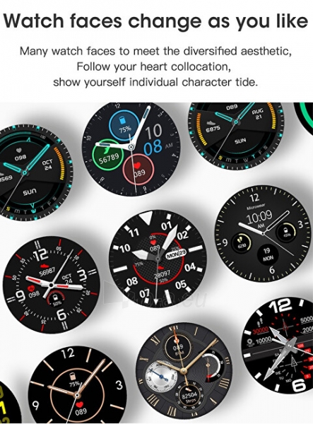 Išmanusis laikrodis Wotchi Smartwatch W25S - Silver/Black Leather paveikslėlis 2 iš 8