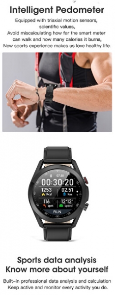 Išmanusis laikrodis Wotchi Smartwatch W25S - Silver/Black Leather paveikslėlis 6 iš 8