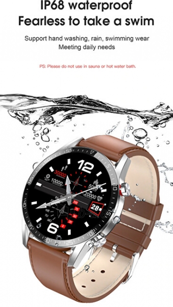 Išmanusis laikrodis Wotchi Smartwatch WT34BL - Brown Leather paveikslėlis 3 iš 10