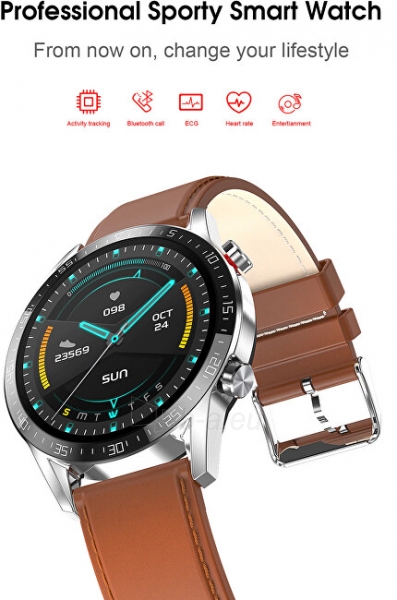 Išmanusis laikrodis Wotchi Smartwatch WT34BL - Brown Leather paveikslėlis 2 iš 10