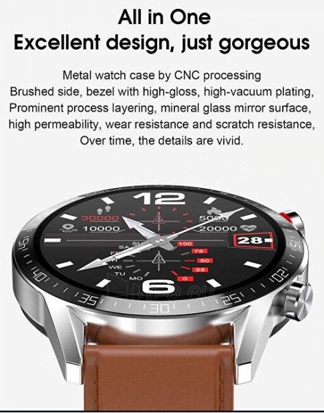 Išmanusis laikrodis Wotchi Smartwatch WT34BL - Brown Leather paveikslėlis 10 iš 10