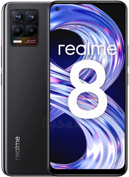 Smart phone Realme 8 Dual 6+128GB cyber black (RMX3085) paveikslėlis 1 iš 7