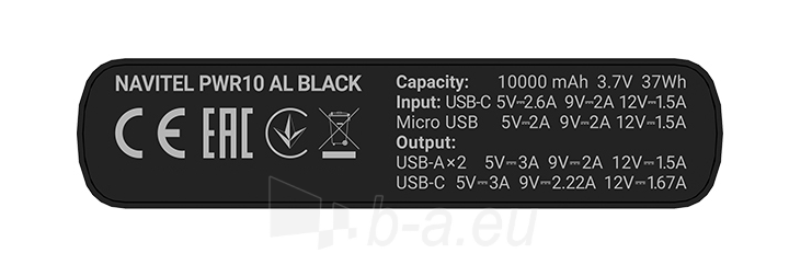 Išorinė baterija Navitel PWR10 AL Black paveikslėlis 3 iš 10