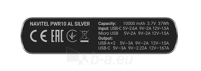 Išorinė baterija Navitel PWR10 AL Silver paveikslėlis 3 iš 10