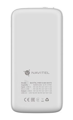 Išorinė baterija Navitel PWR10 MX White paveikslėlis 6 iš 8