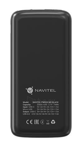 Išorinė baterija Navitel PWR20 MX Black paveikslėlis 3 iš 8