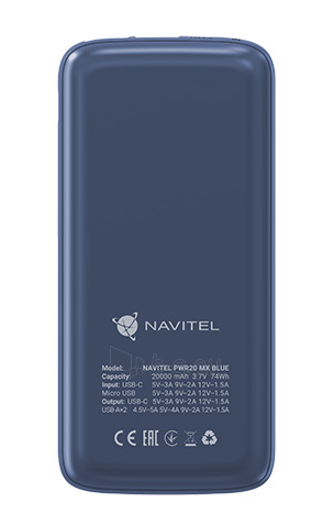 Išorinė baterija Navitel PWR20 MX Blue paveikslėlis 3 iš 8