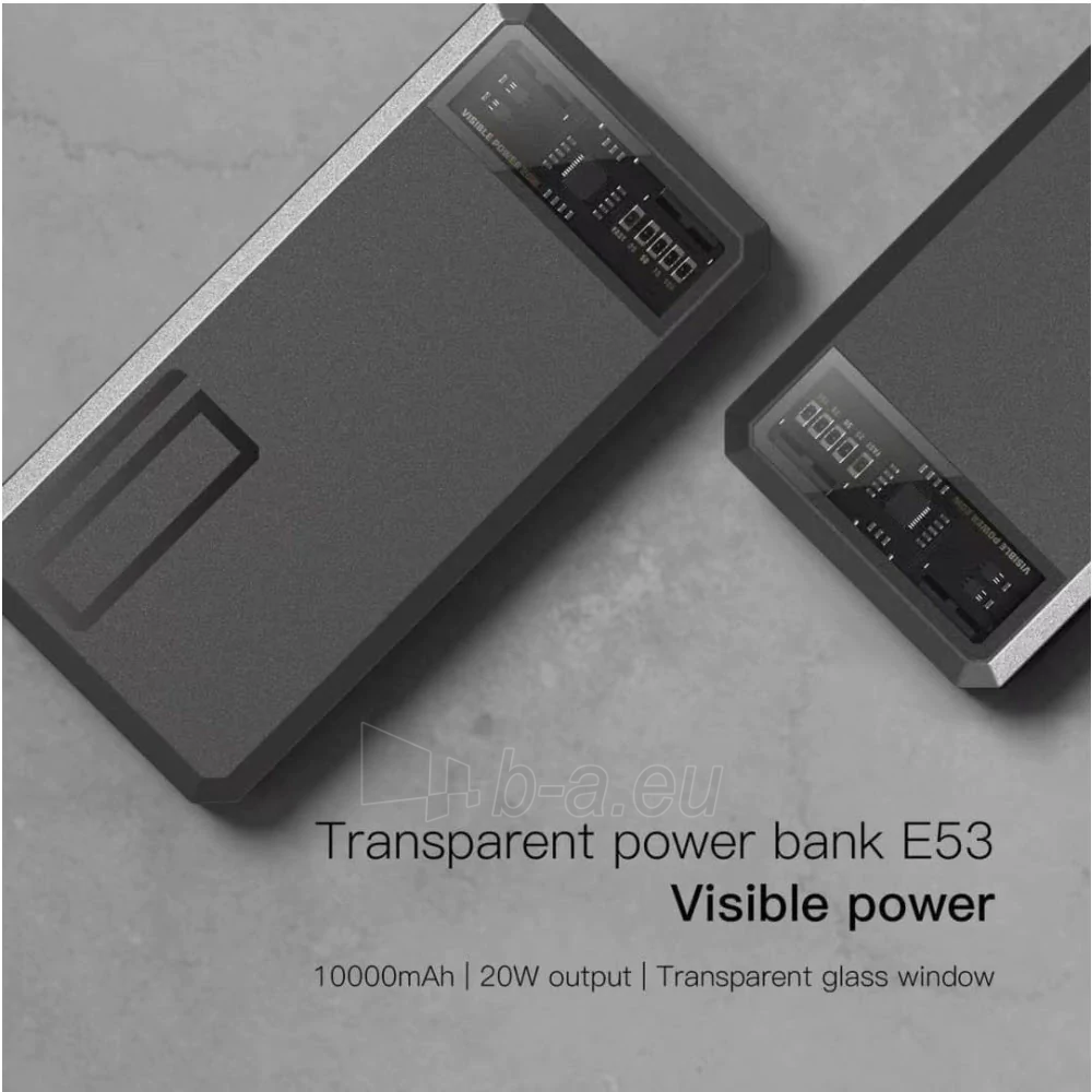 Išorinė baterija Orsen E53 Power Bank 10000mAh grey paveikslėlis 2 iš 9