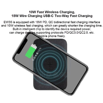 Išorinė baterija Orsen EW35 Wireless Power Bank 10000mAh black paveikslėlis 7 iš 10