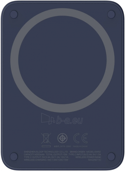 Išorinė baterija Orsen EW50 Magnetic Wireless Power Bank for iPhone 12 and 13 4200mAh blue paveikslėlis 2 iš 8