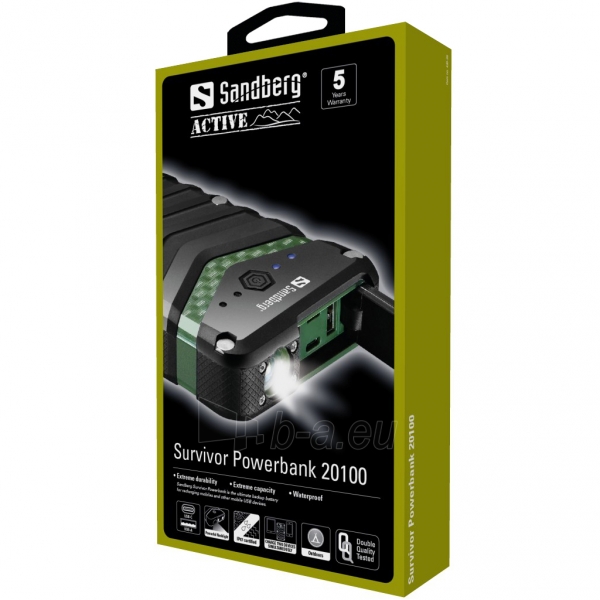 Išorinė baterija Sandberg 420-36 Survivor Powerbank 20100 paveikslėlis 7 iš 7