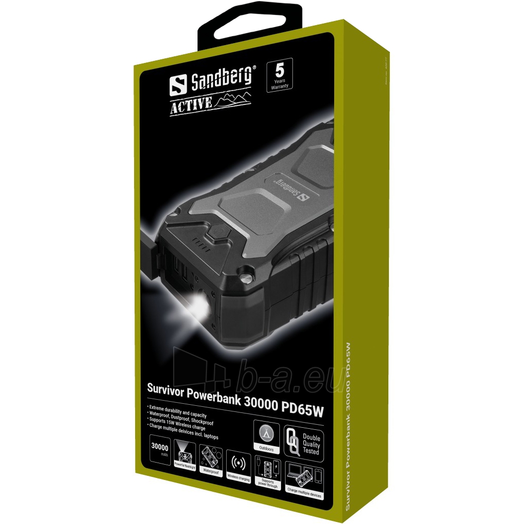 Išorinė baterija Sandberg 420-77 Survivor Powerbank 30000 PD65W paveikslėlis 6 iš 6