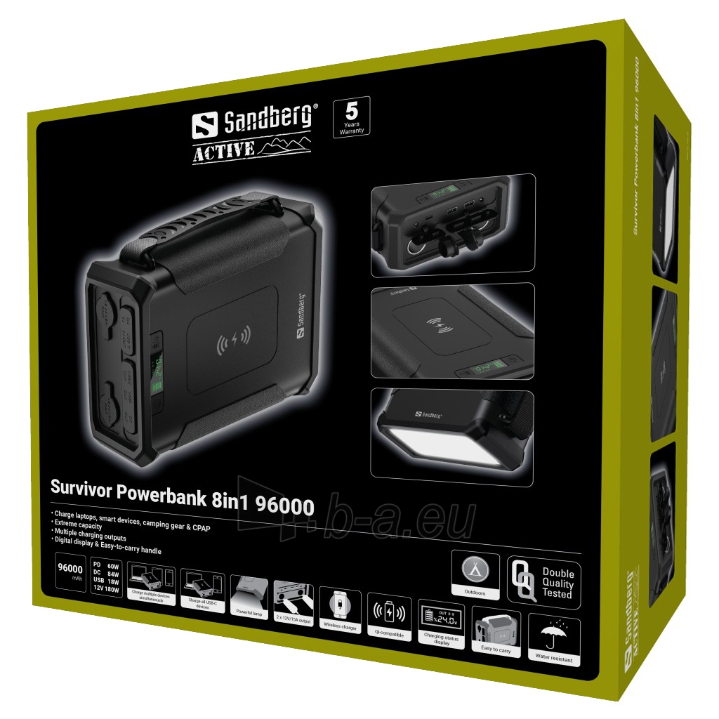 Išorinė baterija Sandberg 420-78 Survivor Powerbank 8in1 96000 paveikslėlis 7 iš 7