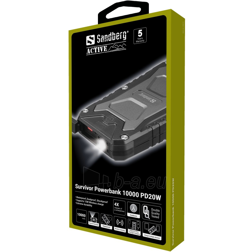 Išorinė baterija Sandberg 420-91 Survivor Powerbank 10000 PD20W paveikslėlis 7 iš 7