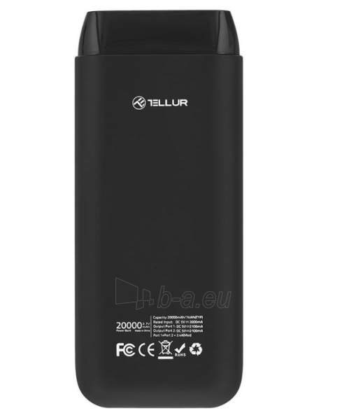 Išorinė baterija Tellur Power Bank, Compact design, 20000mAh PBC2, black paveikslėlis 5 iš 5