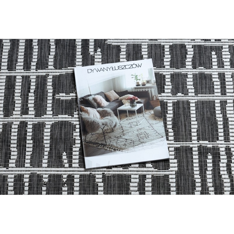 Juodos spalvos sizalio kilimas SION Grotelės | 180x270 cm paveikslėlis 1 iš 17