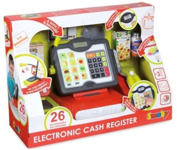 Kasos aparatas žaislinis 7600350102 SMOBY Electronic Cash Register paveikslėlis 1 iš 5