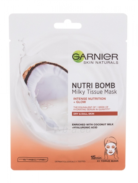 Kaukė sausai odai Garnier Skin Naturals Nutri Bomb Coconut + Hyaluronic Acid 1vnt paveikslėlis 1 iš 1