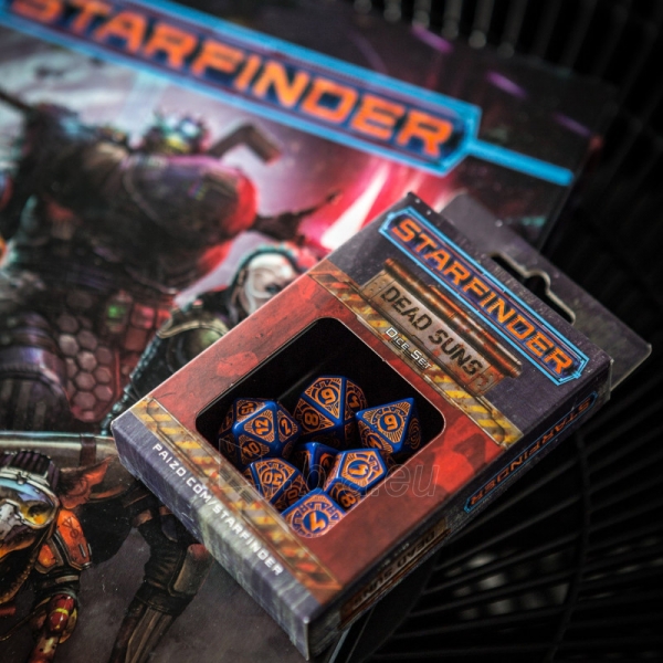 Kauliukų rinkinys Starfinder: Dead Suns (tamsiai mėlynos ir oranžinės sp.) paveikslėlis 2 iš 5