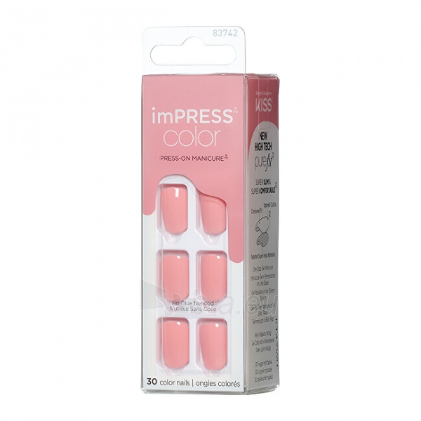 Klijuojami nagai KISS Self-adhesive nails imPRESS Color Pretty Pink 30 pcs paveikslėlis 2 iš 3