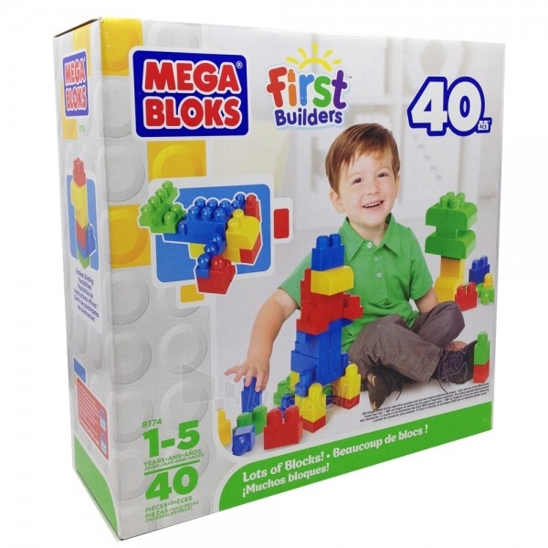 08174 New Mega BLOKS Building Toy Bloks Children’s 40-Piece didelių detalių konstruktorius paveikslėlis 1 iš 4