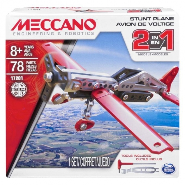 Metalinis konstruktorius Meccano 2 in 1 Model - Stunt Plane 17201 paveikslėlis 1 iš 5