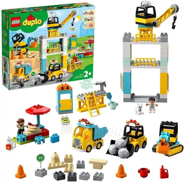 Konstruktorius LEGO 10933 DUPLO Town Tower Crane & Construction Vehicle Toys with Digger paveikslėlis 1 iš 6
