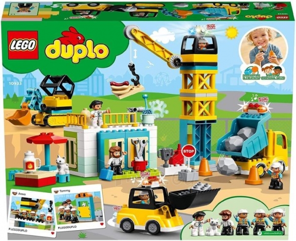Konstruktorius LEGO 10933 DUPLO Town Tower Crane & Construction Vehicle Toys with Digger paveikslėlis 3 iš 6