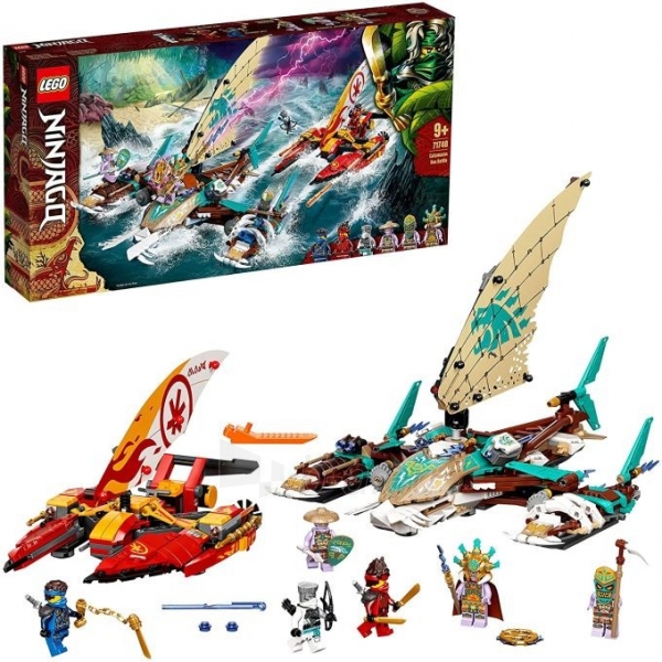 Konstruktorius LEGO 71748 NINJAGO Catamaran Sea Battle Building Set with 4 Boat Toys and Kai paveikslėlis 1 iš 6