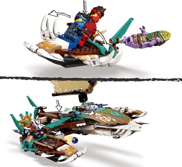 Konstruktorius LEGO 71748 NINJAGO Catamaran Sea Battle Building Set with 4 Boat Toys and Kai paveikslėlis 3 iš 6