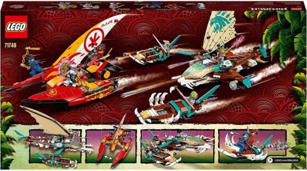 Konstruktorius LEGO 71748 NINJAGO Catamaran Sea Battle Building Set with 4 Boat Toys and Kai paveikslėlis 4 iš 6