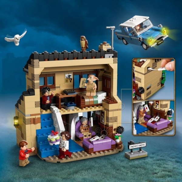 Konstruktorius LEGO 75968 Harry Potter 4 Privet Drive House Set with Ford Anglia, Dobby Figure and Dursley Family paveikslėlis 4 iš 6