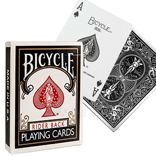 Kortos Bicycle Rider Standard pokerio (Juodos) paveikslėlis 1 iš 3