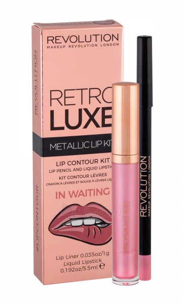 Kosmetikos komplekts Makeup Revolution London Retro Luxe In Waiting Metallic Lip Kit Lipstick 5,5ml paveikslėlis 1 iš 2