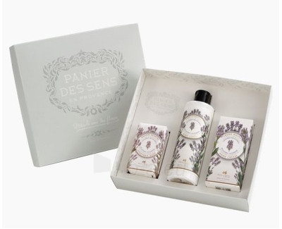 Cosmetic set Panier des Sens Levandule kūno pienelis 250 ml + rankų kremas 75 ml + muilas 150 g paveikslėlis 1 iš 1