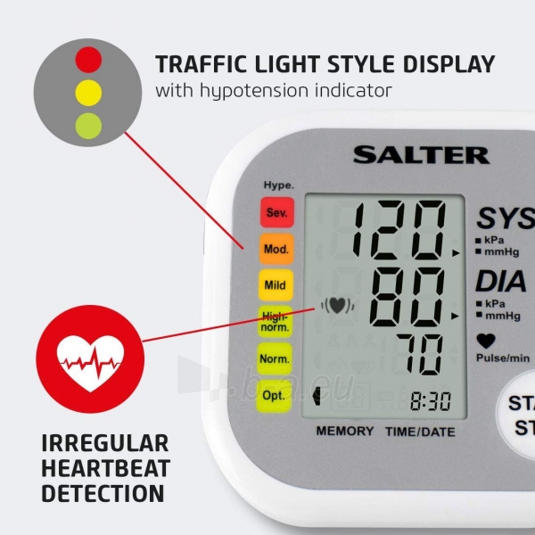 Kraujospūdžio matuoklis Salter BPA-9201-EU Automatic Arm Blood Pressure Monitor paveikslėlis 2 iš 4