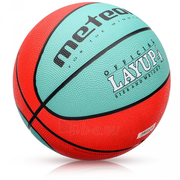 Krepšinio kamuolys METEOR LAYUP #4 red-green paveikslėlis 2 iš 3