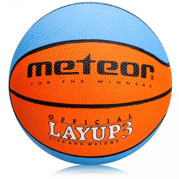 Krepšinio kamuolys METEOR LAYUP 3 blue/orange paveikslėlis 1 iš 2