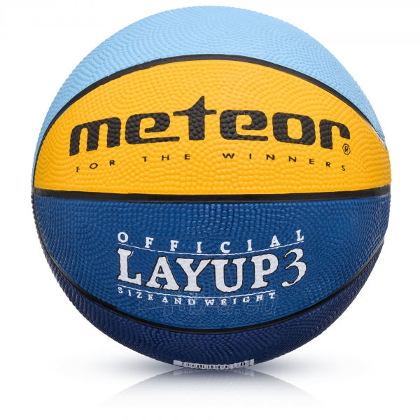 Krepšinio kamuolys Meteor Layup 3 Mėlyna/Geltona/Žalia paveikslėlis 1 iš 3