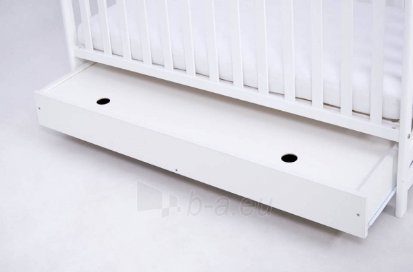Kūdikio lovytė su stalčiumi 124x65x103 cm, balta paveikslėlis 2 iš 3
