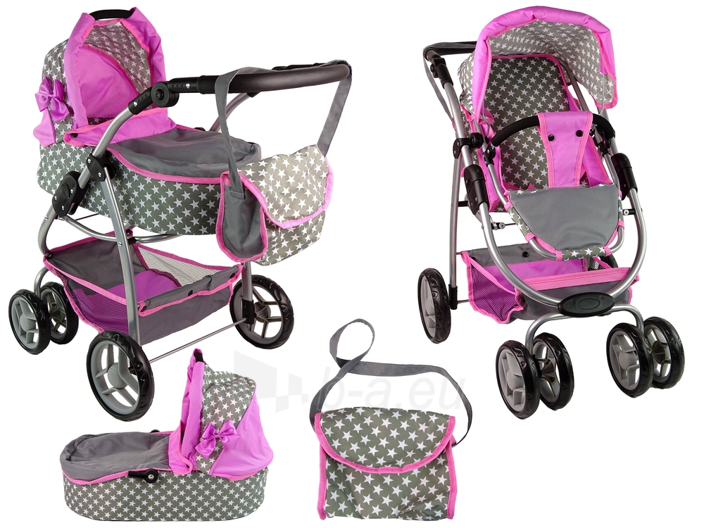 Kūdikių lėlių vežimėlis su krepšiu paveikslėlis 1 iš 10