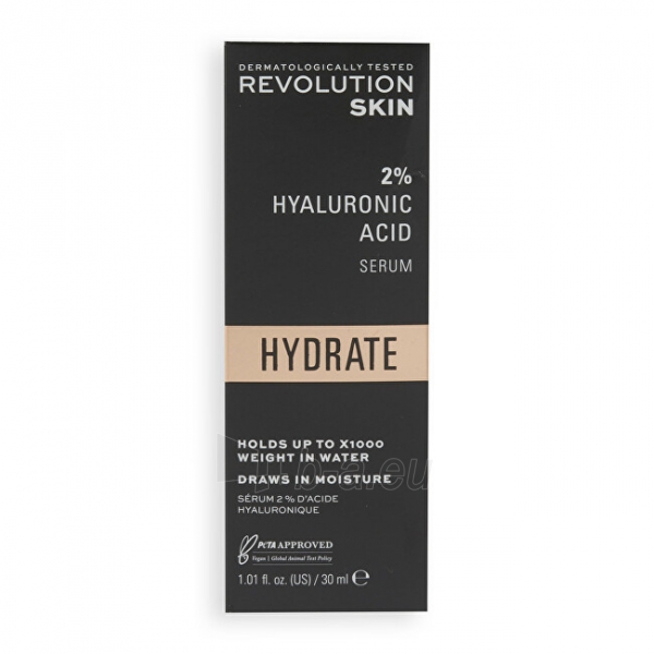 Kūno kremas Revolution Skincare Moisturizing facial serum Hydrate 2% Hyaluronic Acid (Serum) 30 ml paveikslėlis 3 iš 3
