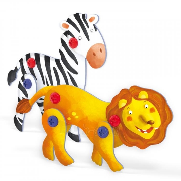 Lavinamasis žaislas 0540 Quercetti Tecno Puzzle 3D Lion and Zebra paveikslėlis 2 iš 3