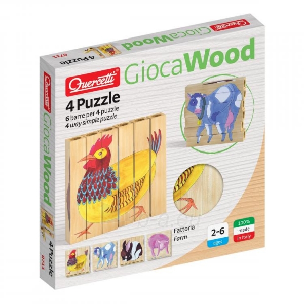 Lavinamasis žaislas 0711 Quercetti T4 Puzzle - Farm деревянный пазл paveikslėlis 3 iš 5