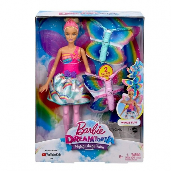 Lėlė Barbie Dreamtopia Flying Wings Fairy FRB08 Mattel paveikslėlis 1 iš 5