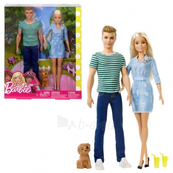 Lėlė FTB72 Mattel Dogs Walk Barbie & Ken with Puppy Barbie Doll paveikslėlis 1 iš 3