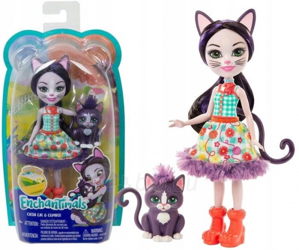 Lėlė GJX40 Enchantimals Ciesta Cat Doll & Climber Animal Friend Mattel paveikslėlis 1 iš 1