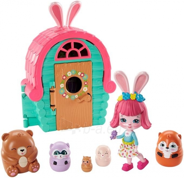 Lėlė GTM47 / GTM46 Enchantimals Bree Bunny and Cabana Doll with Pet Matryoshka Surprise and Toy Cabin MAT paveikslėlis 6 iš 6